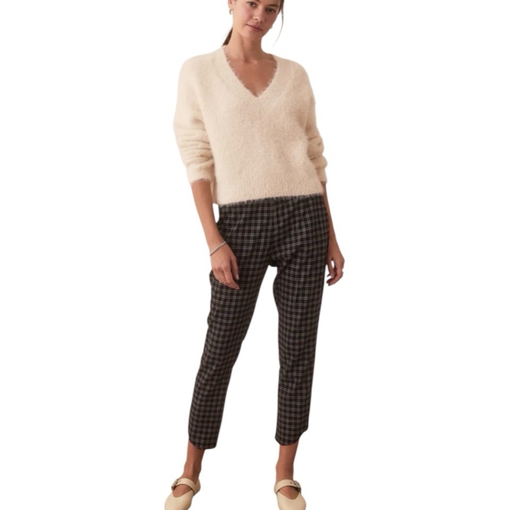 Marine Layer Allison Pant Black‎ Windowpane Size XS Style 13793